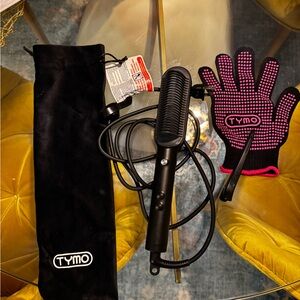 TYMO Black Hair Straightening Comb with Heat Resistant Glove